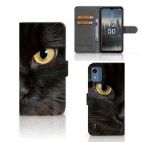 Nokia C12 Telefoonhoesje met Pasjes Zwarte Kat