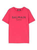 Balmain Kids t-shirt en coton à logo pailleté - Rose