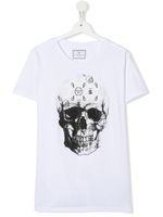 Philipp Plein Junior t-shirt à imprimé tête de mort - Blanc