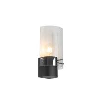 QAZQA Vintage wandlamp zwart met smoke glas - Vidra