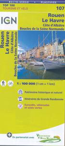 Fietskaart - Wegenkaart - landkaart 107 Rouen - Le Havre | IGN - Insti