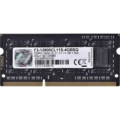 G.Skill 4GB DDR3-1600 SQ Werkgeheugenmodule voor laptop DDR3 4 GB 1 x 4 GB 1600 MHz F3-12800CL11S-4GBSQ