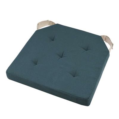 Stof Textile stoelkussen DUO - marine blauw - 38 x 38 x 4 cm - klittenband sluiting