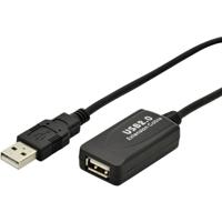 Digitus USB-kabel USB 2.0 USB-A stekker, USB-A bus 5.00 m Zwart Actief met signaalversterking DA-70130-4