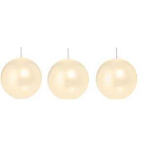 Trend Candles Bolkaars glad - 3x - creme wit - 8 cm - 25 branduren - ronde kaarsen