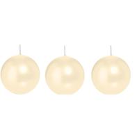 Trend Candles Bolkaars glad - 3x - creme wit - 8 cm - 25 branduren - ronde kaarsen