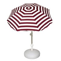 Voordelige set rood/wit gestreepte parasol en parasolvoet wit - thumbnail