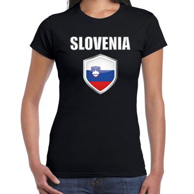 Slovenie landen supporters t-shirt - zwart - dames - fan kleding - korte mouwen