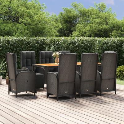 9-delige Tuinset poly rattan zwart