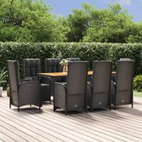 9-delige Tuinset poly rattan zwart