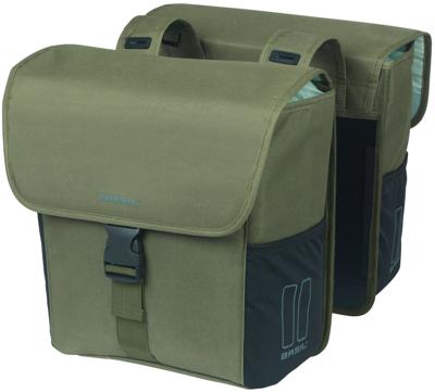 Basil Dubbele fietstas go 32 liter - 14 x 27 x 31 cm - donkergroen