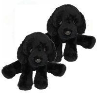 2x stuks pluche Labrador knuffel hond zwart 12 cm - thumbnail