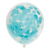 Globos Confetti ballonnen papieren confetti baby blauw 30cm, 6st.