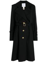 Patou manteau en laine vierge à taille ceinturée - Noir