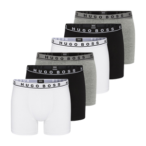 Hugo Boss 6-pack essential cotton stretch boxershorts - zwart/grijs/wit