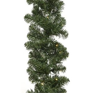 Kerst dennenslinger guirlande groen met verlichting 270 cm