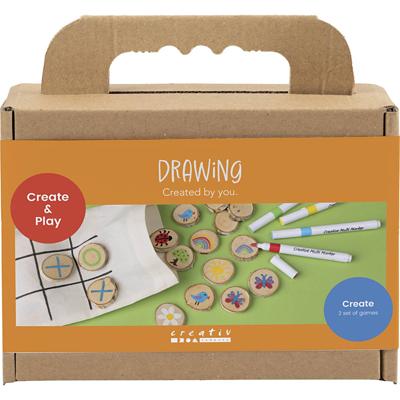 Creativ Company Mini hobbyset tekenen, geheugenspel en drie op een rij, diverse kleuren, 1 doos