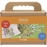 Creativ Company Mini hobbyset tekenen, geheugenspel en drie op een rij, diverse kleuren, 1 doos