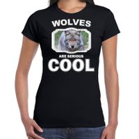 Dieren wolf t-shirt zwart dames - wolves are cool shirt - thumbnail