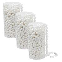 Kralenslinger - 4x - wit - kunststof - 8 meter - kerstversiering/kerstslingers Kralenslinger - 4x - wit - kunststof - 8 meter - kerstversiering/kerstslingers