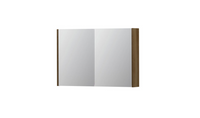 INK SPK1 spiegelkast met 2 dubbel gespiegelde deuren, stopcontact en schakelaar 90 x 14 x 60 cm, massief eiken ash grey