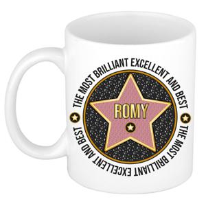 Naam mok Romy - wit - Most Brilliant - keramiek - 300 ml - cadeau collega beker