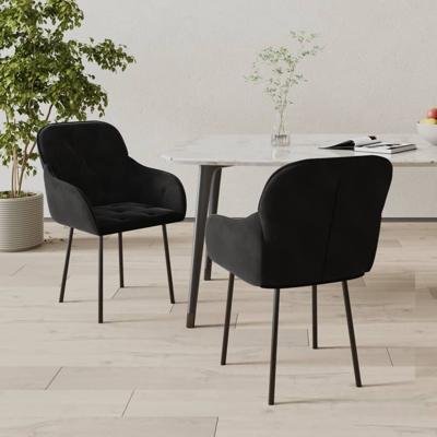 Eetkamerstoelen 2 st fluweel zwart