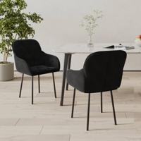 Eetkamerstoelen 2 st fluweel zwart - thumbnail