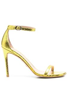 Stuart Weitzman sandales 105 mm à effet peau de serpent - Jaune