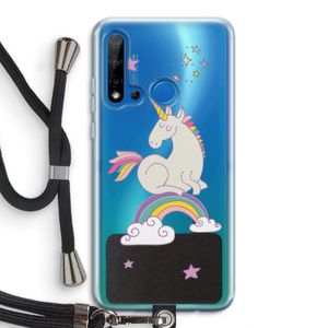 Regenboog eenhoorn: Huawei P20 Lite (2019) Transparant Hoesje met koord