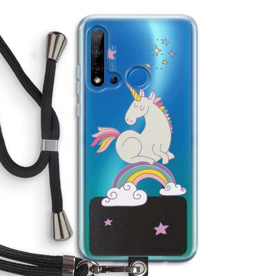 Regenboog eenhoorn: Huawei P20 Lite (2019) Transparant Hoesje met koord