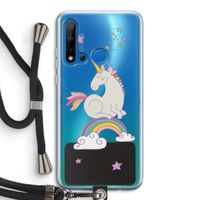 Regenboog eenhoorn: Huawei P20 Lite (2019) Transparant Hoesje met koord