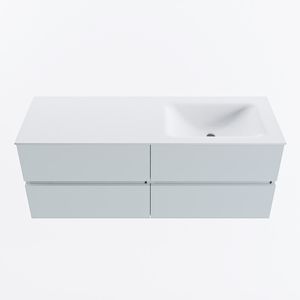MONDIAZ VICA 130cm badmeubel onderkast Clay 4 lades. Wastafel CLOUD rechts 1 kraangat, kleur Talc.