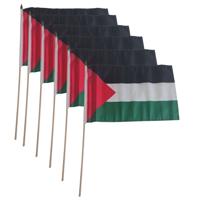 Vlag Palestina handvlag op stok - 6x - 30 x 45 cm - Landen thema versiering - supporters