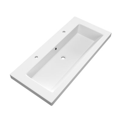Wastafel Voor Meubel Exclusive Line Foggia 100 cm Mat Wit 2 kraangaten