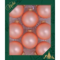 16x stuks glazen kerstballen 7 cm koraal velvet roze - Kerstbal - thumbnail