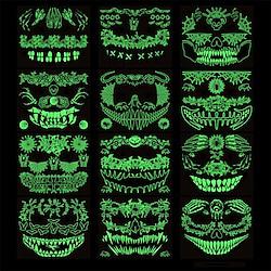 12 stks grappige halloween horror mond glow in the dark tattoo sticker gezicht sticker 3d spider litteken waterdichte sticker Lightinthebox