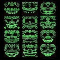 12 stks grappige halloween horror mond glow in the dark tattoo sticker gezicht sticker 3d spider litteken waterdichte sticker Lightinthebox - thumbnail