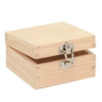 Vierkant houten kistje 7 x 7 x 4 cm   -