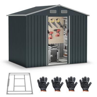 Apparatuurschuur Apparatenhuis Metaal met Zadeldak & Schuifdeuren Tuinhuis Fietsgarage Tuinschuur