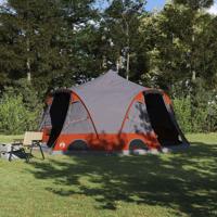 Dome Tent 4-Person met dak Grijs en Oranje 505 x 450 x 248 cm