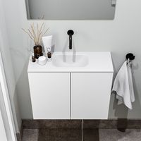 Zaro Polly toiletmeubel 60cm mat wit met witte wastafel zonder kraangat - thumbnail