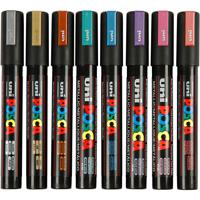 Uni-Posca Posca marker, afm pc-5m, lijndikte 2,5 mm, medium, metallic kleuren, 8 stuk/ 1 doos