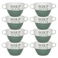 Soepkommen - 8x - Soep van de dag - keramiek - D12 x H8 cm - groen - Stapelbaar