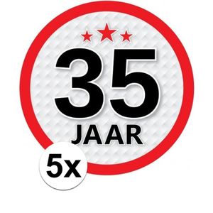 5x 35 Jaar leeftijd stickers rond verjaardag versiering   -