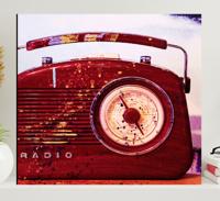 Vintage canvas schilderij Rode vintage radio