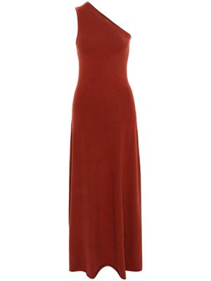 extreme cashmere robe longue une épaule - Orange