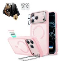 iPhone 17 Pro Max Bundle Classic Hybrid Magnetic Case (Stash Stand) and Armorite Pro Privacy Screen Protector - Frosted Bubblegum Pink