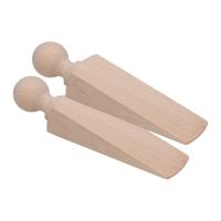 Deurstopper/deurwig - 2x - beukenhout - beige - 17 x 4 x 3 cm Deurstopper/deurwig - 2x - beukenhout - beige - 17 x 4 x 3 cm