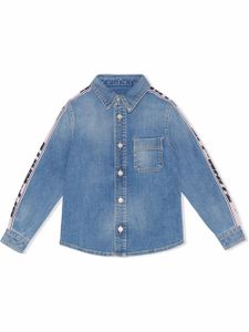 Off-White Kids chemise en jean à finitions à logo - Bleu